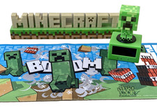 Minecraft Creeper Gaming Desk Mat, Logo Light Up Sign & Digital Alarm Clock Gift