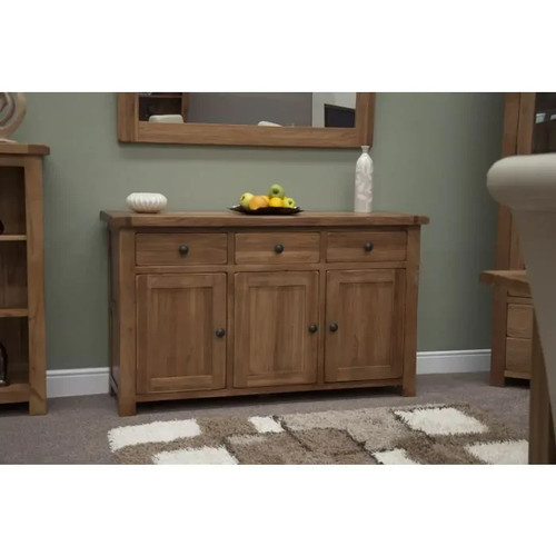 Rustic oak large sideboard - rustic,