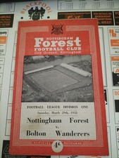 Nottingham Forest v Bolton Wanderers 29.3.1958 football programme NBOS7