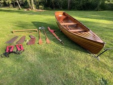 15ft Strip Plank Outboard Motor Canoe.Selway Fisher design with sail rig.