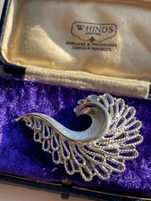 Vintage Silver Tone Feather