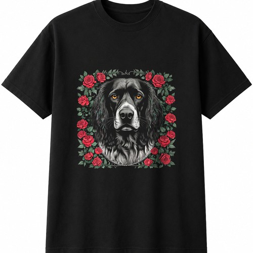 Sprocker with roses dog - roses,