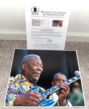 BB B.B. KING SIGNED 11x14 PHOTO BLUES ROCK SINGER GUITAR LUCILLE RILEY BAS