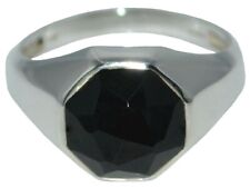 Mens Black Onyx Signet Rings Large Gents Sterling Silver Sizes up to Z5 Real Gem
