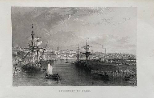 1832 antique print stockton - antique, print;