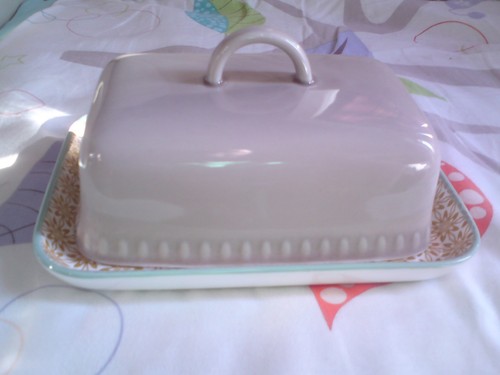 Stoneware butter dish - butter,