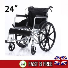 Folding Transport Wheelchair Extra-Wide Transit Chair 24” Seat Adults & Seniors