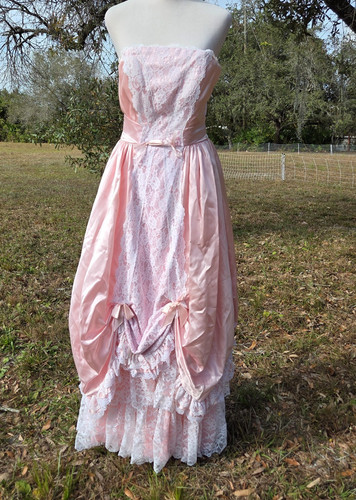Vtg 1970s loralie pink satin - loralie,