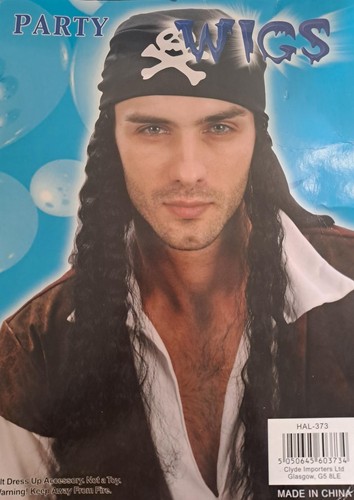 Mens pirate wig with red - pirate,