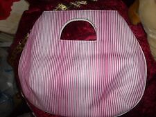 CLAIRE LANGFORD LINEN PINK STRIPE BAG.CLASP CLOSE.