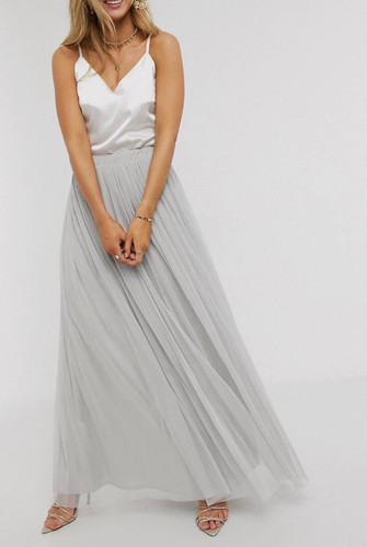 Beauut tulle maxi grey skirt - grey,