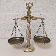 Vintage Marble & Metal Balance Scales Of Justice Display Decorative