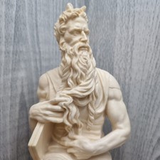 Vintage A. Santini Marble 8" Composite Statue Michelangelo Horned Moses Italy
