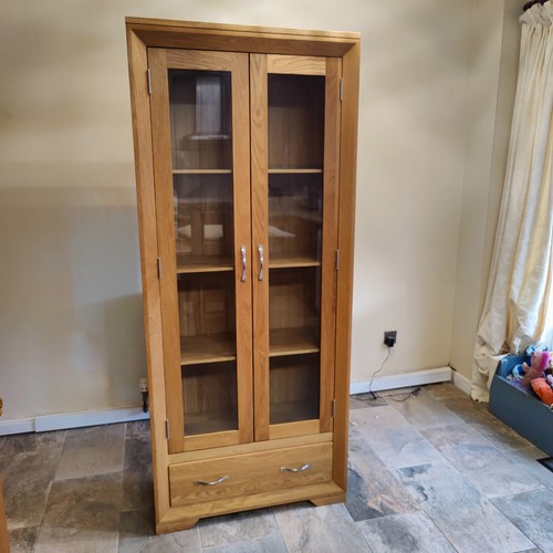Oak display cabinet with glass - display,