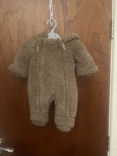M&S Snowsuit Teddy Fleece Brown Boys Girls 1 month BNWT 