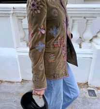 Zara green velvet embroidered - green,