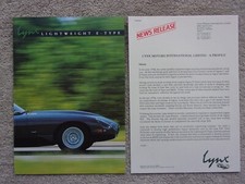 LYNX LIGHTWEIGHT JAGUAR E TYPE orig 1990s UK Mkt Sales Brochure & Company Profil