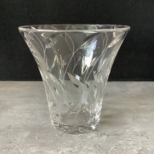 Clyne Farquharson NRD 41 Signed Cut Crystal Vase Leaf 16cm John Walsh Walsh