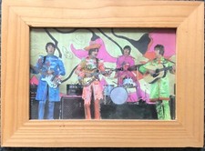 The Beatles Group Band Shot photo image in wood Pine Frame 18cm x 13cm