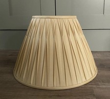 Retro Large Padded Pinch Pleat Lampshade Beige / Gold 10” Height X 16” Diameter
