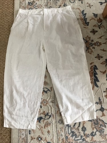 Wide leg linen white - leg,