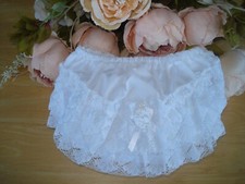Baby Panties Knickers Frill Girl White Pink Lace Ribbon Roses Christening 0 6 12