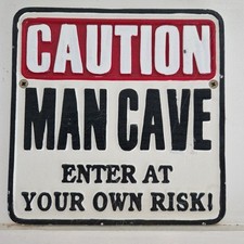 Caution: Enter at Your Own Risk Metal Wall Sign for Bedroom Door, Man Cave, Shed
