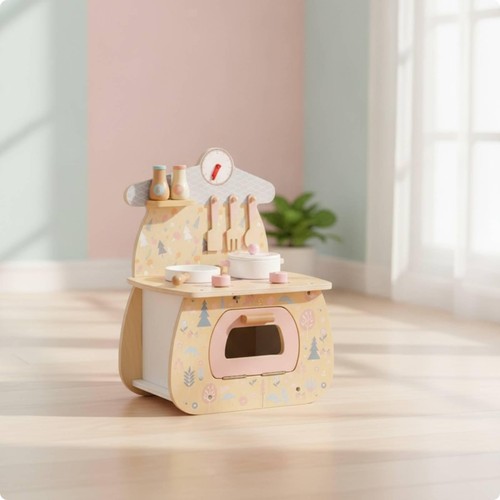 Wooden play kitchen with - play,