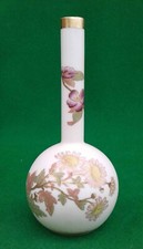 ROYAL WORCESTER GILDED BLUSH IVORY SLENDER NECK VASE - DATED 1896.