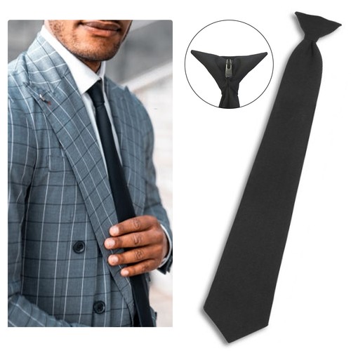 Black plain clip tie - plain,
