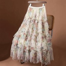 Floral Tulle Maxi Skirt with
