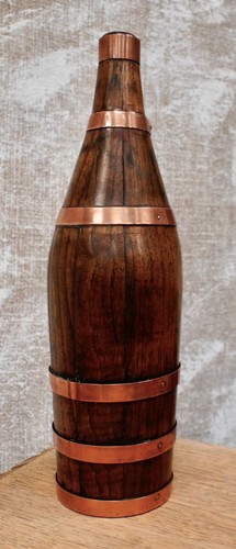 Antique french oak wine bottle - french,