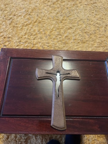 Hand carved wooden wall cross - carved,