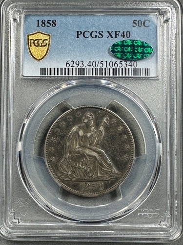 1858 seated half - seated,