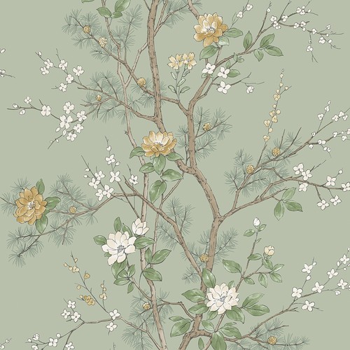 Sage green floral - floral, wallpaper
