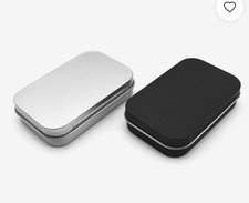 Tobacco Tin Hinged - 2 Pieces Empty Hinged Tins Box Container Silver And Black