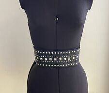 VTG Topshop Black Leather Silver Studs Goth Rock Punk Cinch Corset Waspie Belt S
