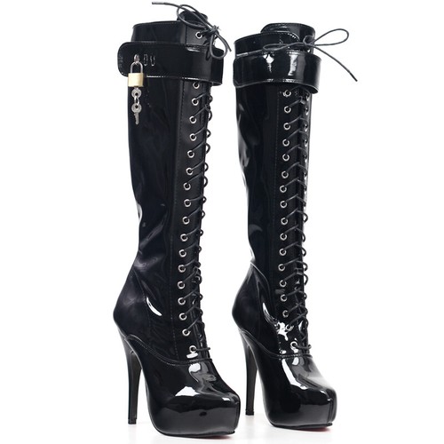 Knee high boot lockable - , laces