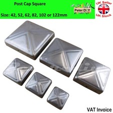 SQUARE Metal Fence Gate Post Cap Caps Flange 42 to 122mm "Pattern Pyramid"