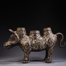 Rare pure bronze bull-shaped
