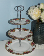 Royal Albert Original Bone China Old Country Roses 3 Tier Cake Plate Stand
