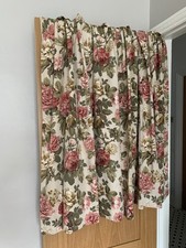 Pair Vintage Floral Lined Curtains Cottagecore Chintz 103cm W 123cm L