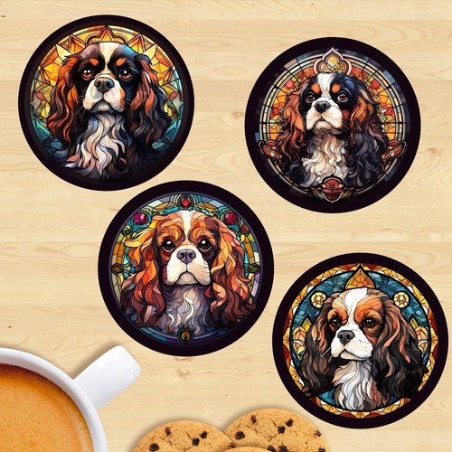 Pet dog coasters stained - coasters,,