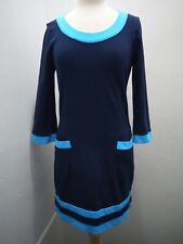 BODEN Gloria Ponte Shift Dress Navy Blue With Trimmed Pockets/Cuff/Hem UK 12 US8