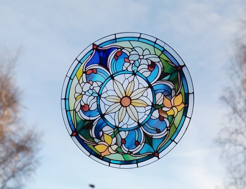 Flower stained decorative - flower,