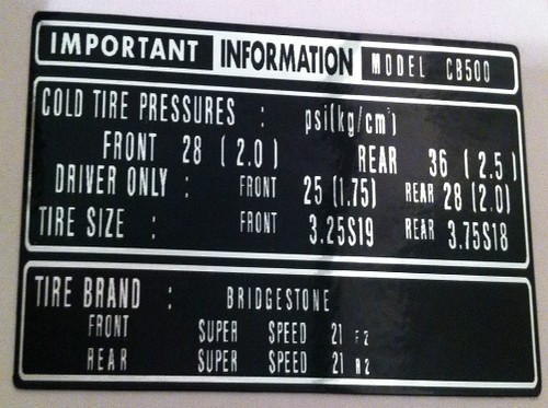 Honda cb500t tyre caution - honda,