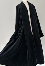 Wallis 100% Cotton Velvet Draped Vintage Open Swing Duster Coat + Scarf Trim 10