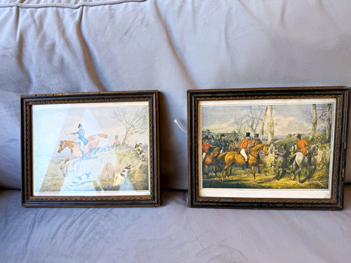 Antique small framed hunting - small,