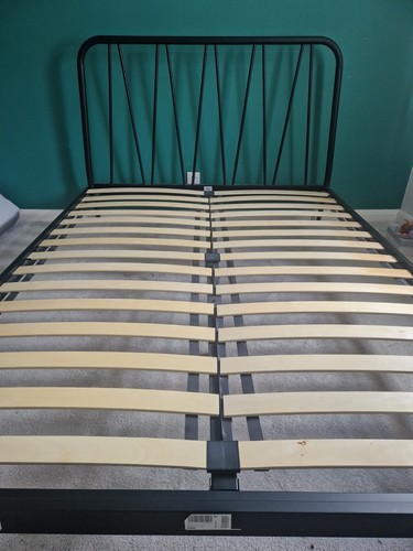 Black metal king size bed - black,
