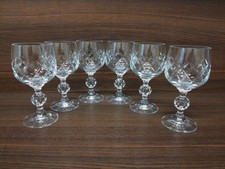 Six Cut Glass Wine Glasses 